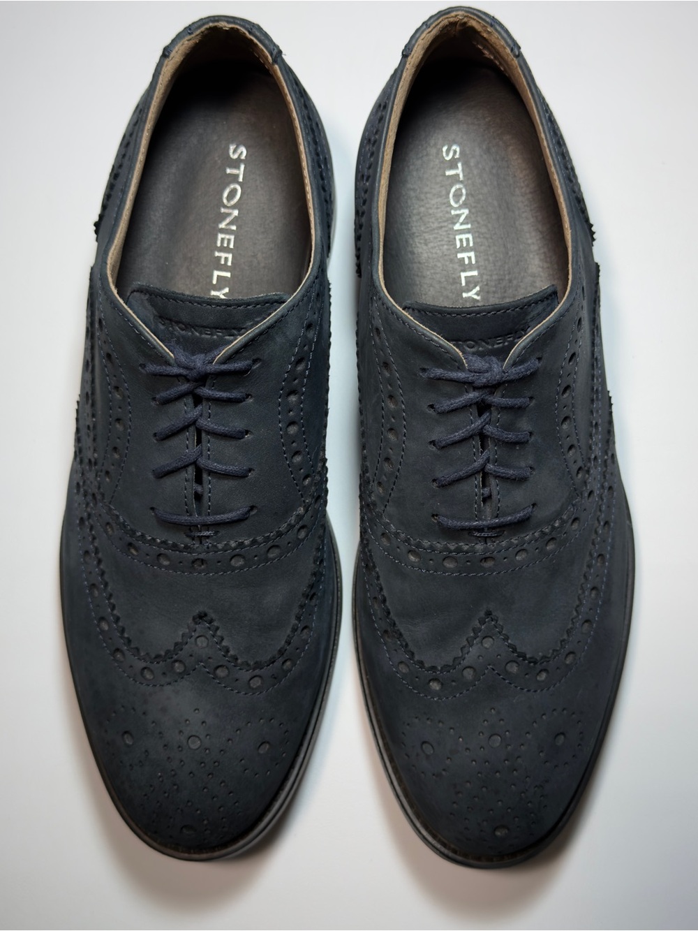 Men’s EU 42/ US 8.5 Luxury Italian Dusty Blue Suede Leather Brogue Oxford